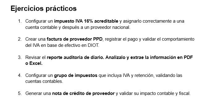Ejercicios: DIOT e impuestos