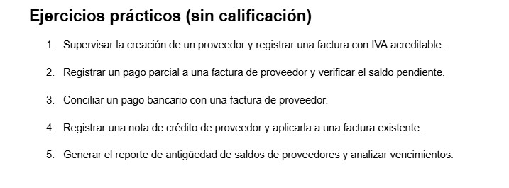 Ejercicios: Cuentas por pagar